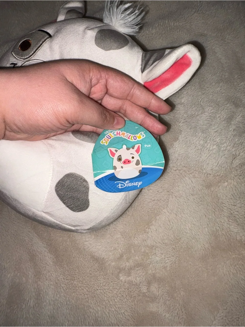 Gray and White Pig Plush Squishmallow-Style Soft Toy